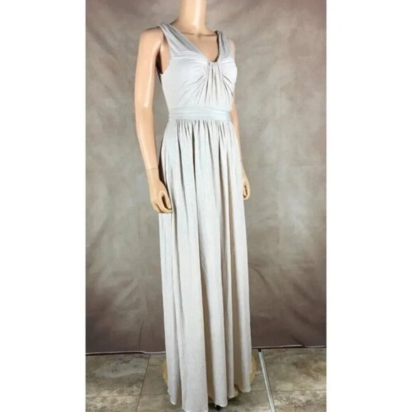 ADRIANNA PAPELL V-Neck Shimmer Gown with Pockets NWT 4 - Picture 9 of 12